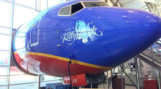 Hamilton Family Auditorium with airplane nose, ideal for aviation-themed events.