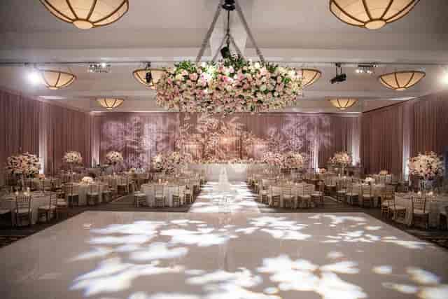 Elegant Pavilion ballroom in Arts District Mansion, ideal for weddings and galas.