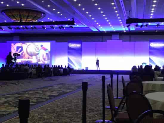 Conference Hall at Grapevine Convention Center with stage setup for corporate keynote event