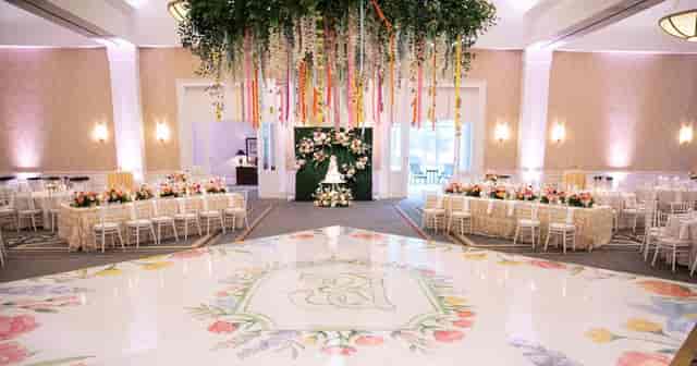 Elegant Pavilion ballroom in Arts District Mansion, perfect for weddings and upscale events.