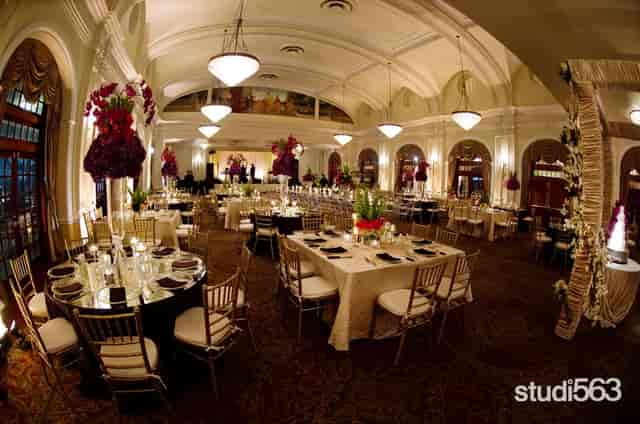 Elegant banquet hall in Crystal Ballroom, ideal for upscale weddings and corporate events.