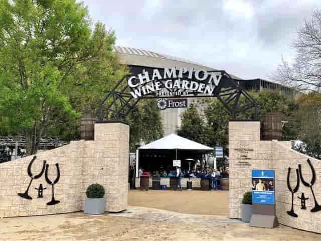 Champion Wine Garden entrance at Houston Rodeo, ideal for wine festivals and events.