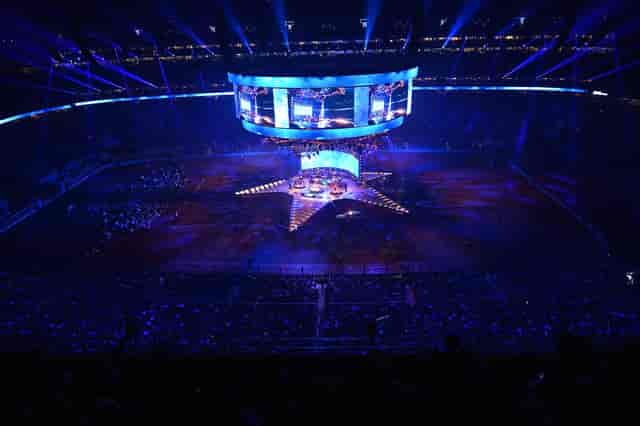 The Star Stage at Houston Livestock Show, vibrant lighting for concerts and presentations.