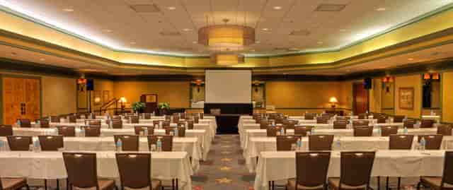 Theater-style meeting room in Houston Marriott Westchase, ideal for presentations and events.