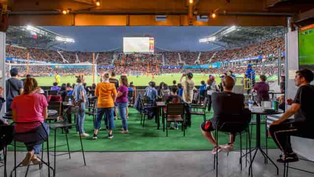 "Corona Premier Bar at Shell Energy Stadium: vibrant venue for corporate events and networking."