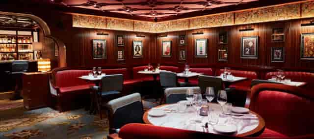 Elegant restaurant interior with plush seating for private dining events and gatherings.