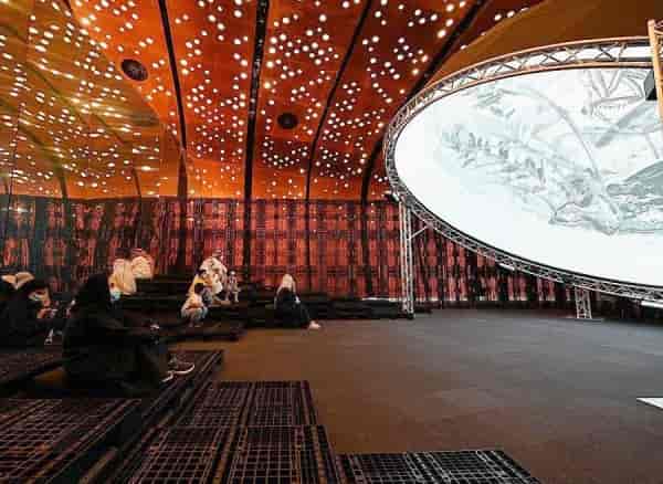 Great Hall in Ithra: modern event space with starry ceiling for immersive experiences.