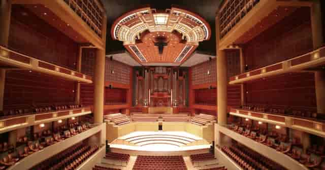 Eugene McDermott Concert Hall: elegant venue with tiered seating for concerts and events.