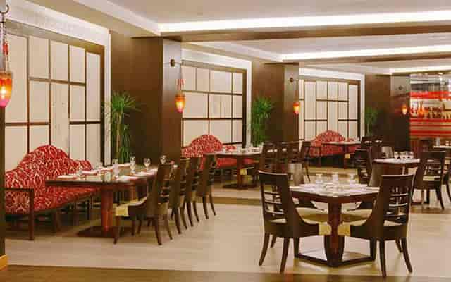 Elegant private dining room at Saffron Roots for intimate events and gatherings.