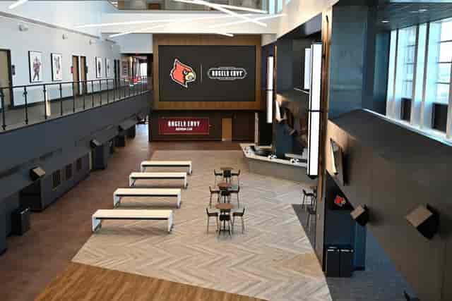 Modern event space at Angel's Envy Bourbon Club, ideal for conferences and gatherings.