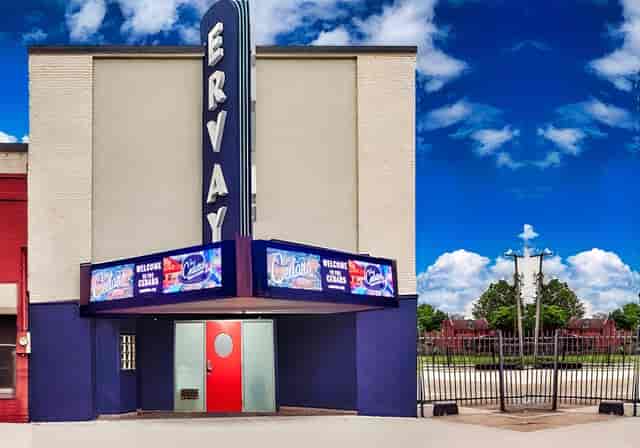 Ervay Theater retro venue with vibrant marquee for unique events and gatherings