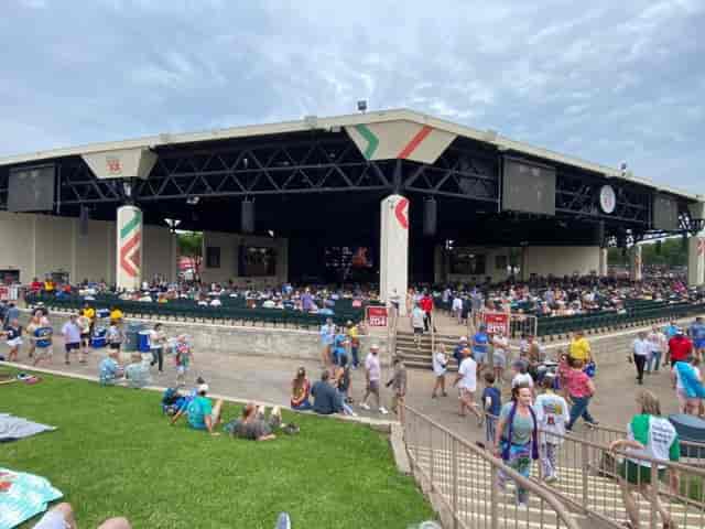Lawn area at Dos Equis Pavilion, ideal for concerts and community gatherings.