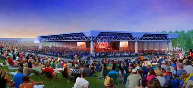 East Pavilion at Dos Equis: vibrant outdoor concert venue with enthusiastic crowd.