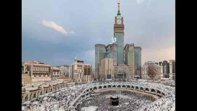 Al Bayt in Mecca with Holy Kaaba and clock tower, perfect for large religious events.