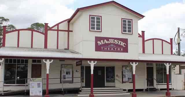 Majestic Theatre exterior, classic architecture, community events venue.