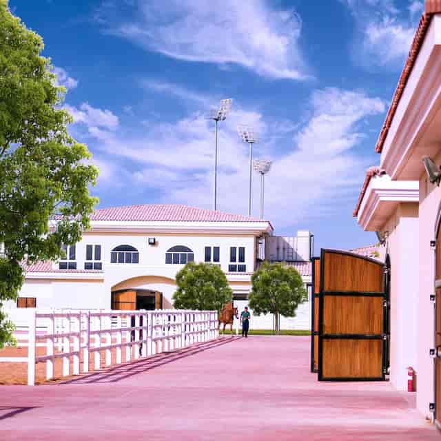 Luxury Stables at Al Habtoor Polo Club, spacious venue for outdoor events and gatherings.