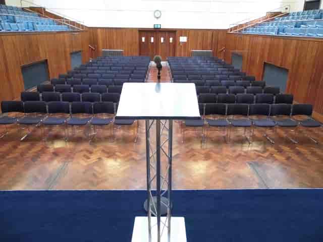 Main Hall & Balconies in Friends' Meeting House, ideal for conferences and presentations.
