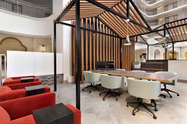 Modern meeting room at Embassy Suites, perfect for collaboration and events.