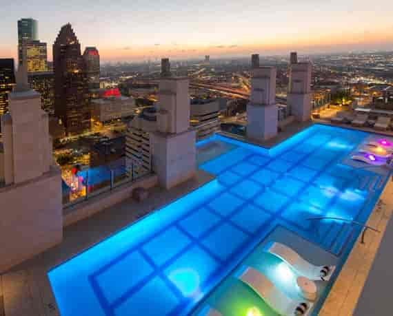 Rooftop pool in The Grand Ballroom, ideal for upscale events and cocktail parties.