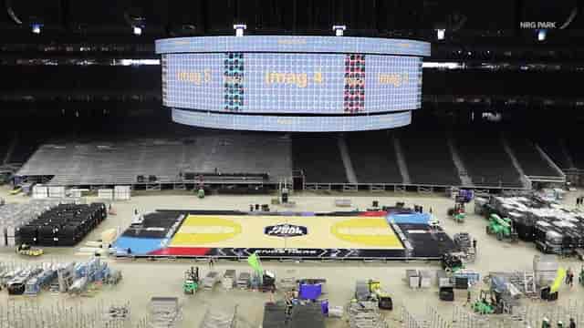 Meeting Rooms at NRG Park set for major sporting event with vibrant branding.