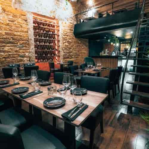 Stylish restaurant interior with modern decor for intimate dinners and corporate events.