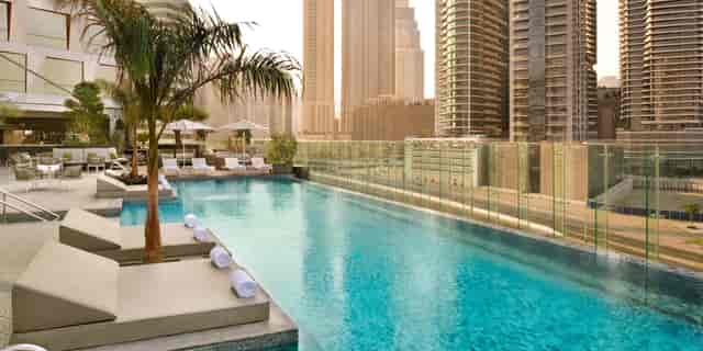 Flamingo poolside venue at Hotel Indigo Dubai, perfect for upscale events and receptions.