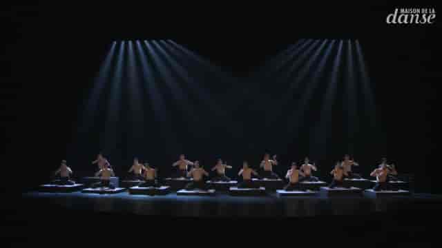 Dynamic stage performance with dramatic lighting at Maison de la Danse theater.