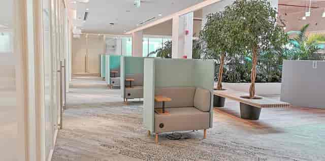 Modern boardroom in Cloud Spaces with cozy seating for collaborative meetings.
