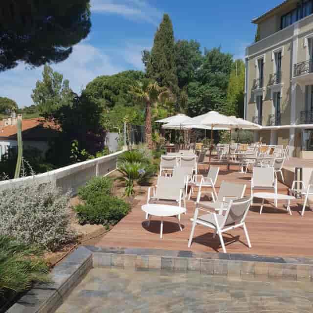 Havana Lounge outdoor space with lounge chairs for networking events and gatherings.
