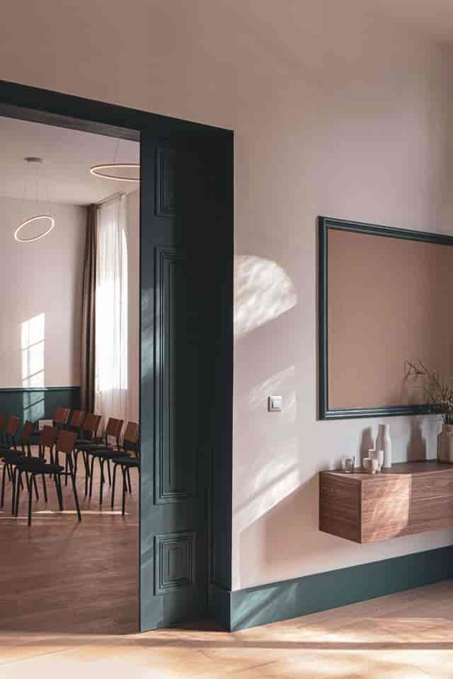 Alt tag: "Contemporary meeting space with natural light at Salle Le Grand Salon, ideal for workshops."