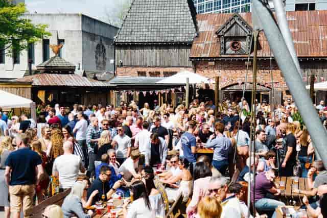 Vibrant beer garden at Quarter House, perfect for social gatherings and corporate events.