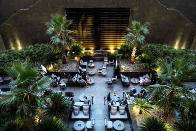 DIFC Garden Terrace at Ritz-Carlton Dubai, ideal for networking events and meetings.