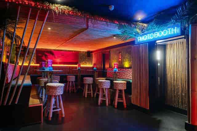 Vibrant Tiki Manchester venue with tropical decor for parties and networking events.
