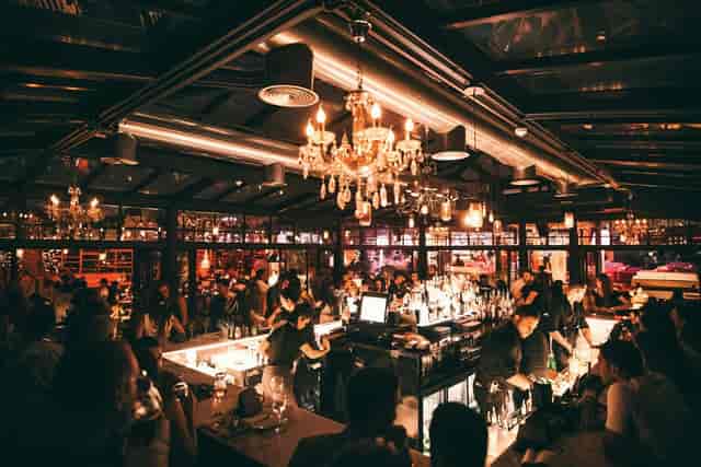 Playroom in Soho Garden: vibrant venue with chandeliers for corporate events and gatherings.