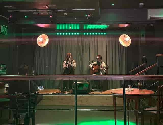 Cozy live music bar in Manchester, perfect for casual networking events and gatherings.