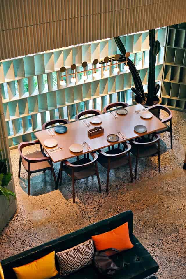 VIP Room dining table, elegantly arranged for intimate meetings and networking events.