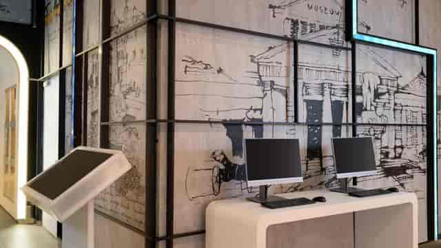 Modern event space with artistic wall graphics at Aloft Jakarta Wahid Hasyim for meetings.