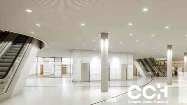 Spacious Intermediate Foyer Hall 1 at Congress Center Hamburg for conferences and events.