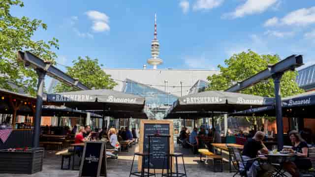Outdoor beer hall at Altes Mädchen, perfect for summer parties and casual events.