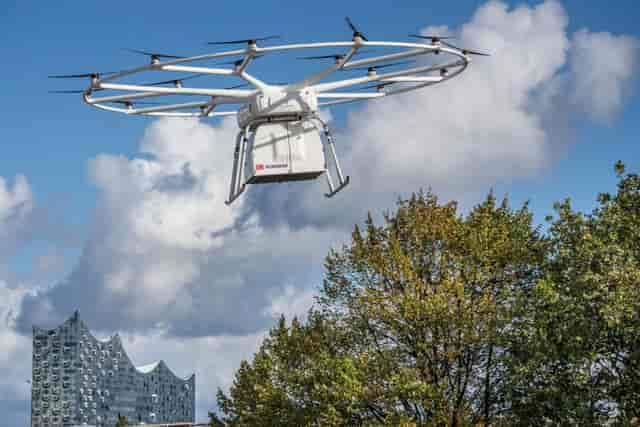 Drone in flight at ZAL Center, ideal for tech events and logistics solutions.