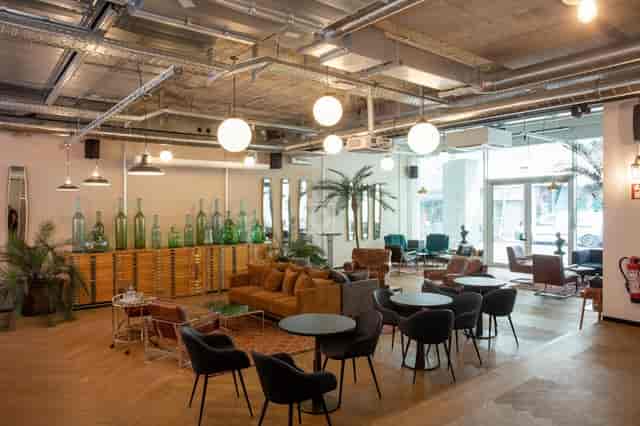 Modern boutique meeting room, coworking lounge, business event networking