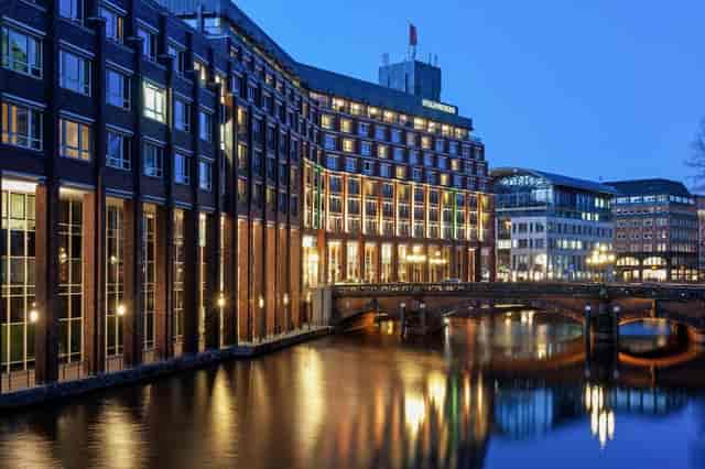 Steigenberger Hamburg waterfront event venue, modern brick facade