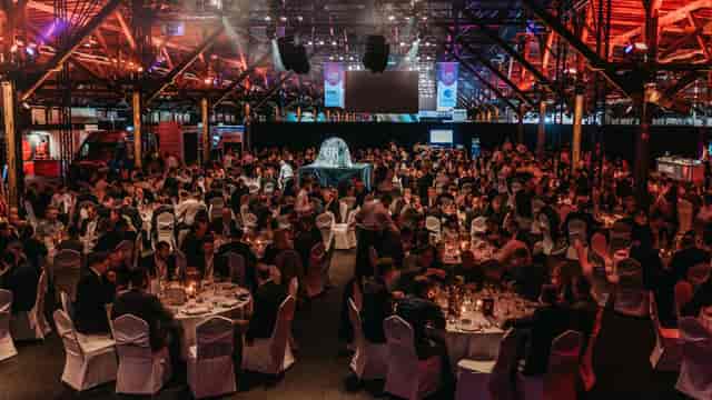Schuppen 52 Gala: Industrial-chic venue, awards dinner, corporate event.