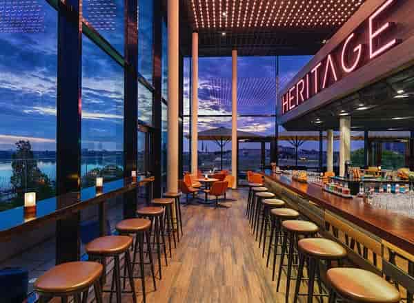Rooftop bar Hamburg, panoramic view, event space