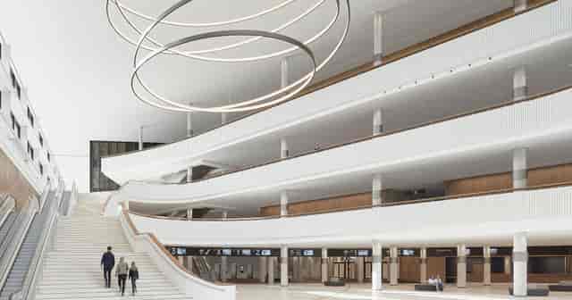 Hamburg Congress Center gala entrance, modern atrium.