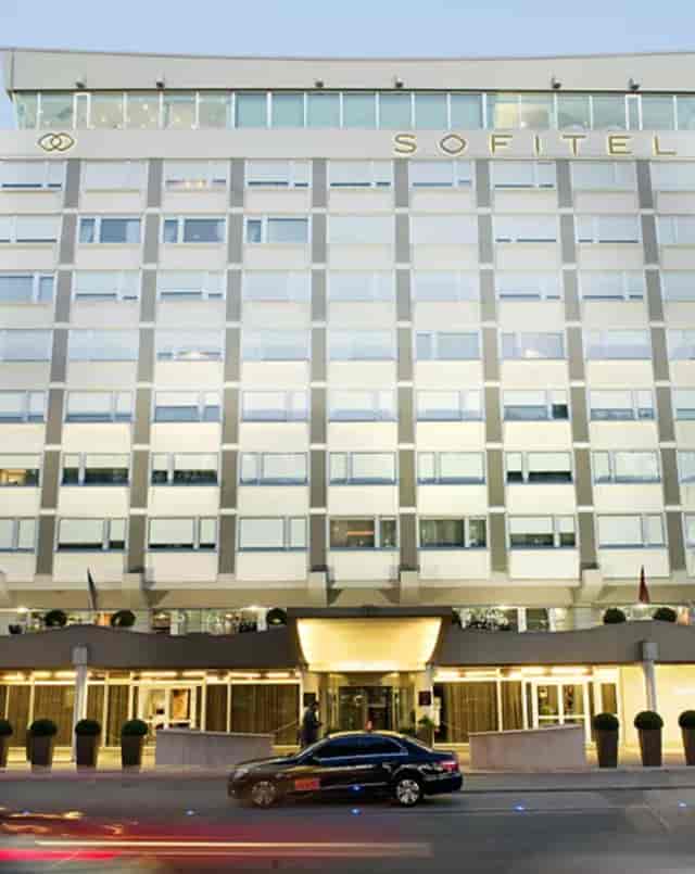 Modern Sofitel Lyon Bellecour hotel exterior, ideal for corporate events and meetings.