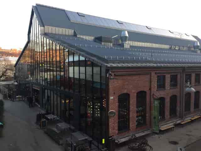 Mathallen Oslo event venue, industrial, glass, corporate, market