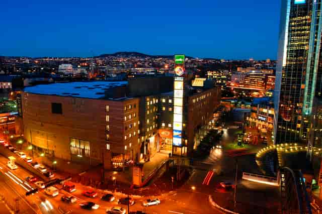 Oslo Spektrum Arena event venue, illuminated urban hub