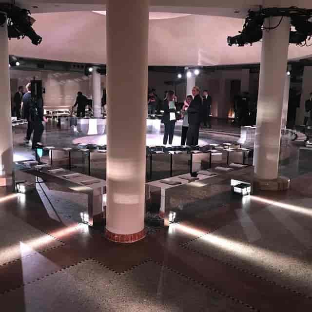 Filippetti Milan fashion show, circular seating, intimate event