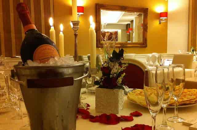 Elegant restaurant table setting: anniversary, proposal, private dining.